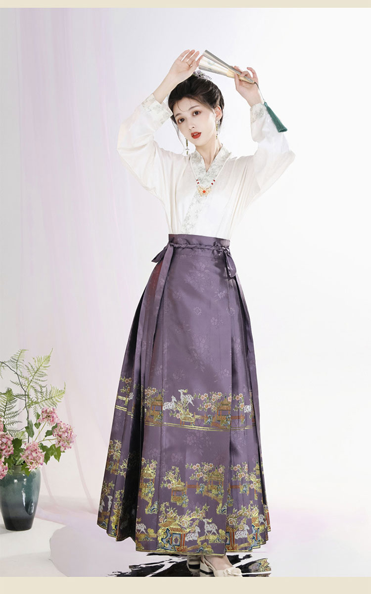 中華 漢服 馬面裙 中華風 スカート 2点 セット-11