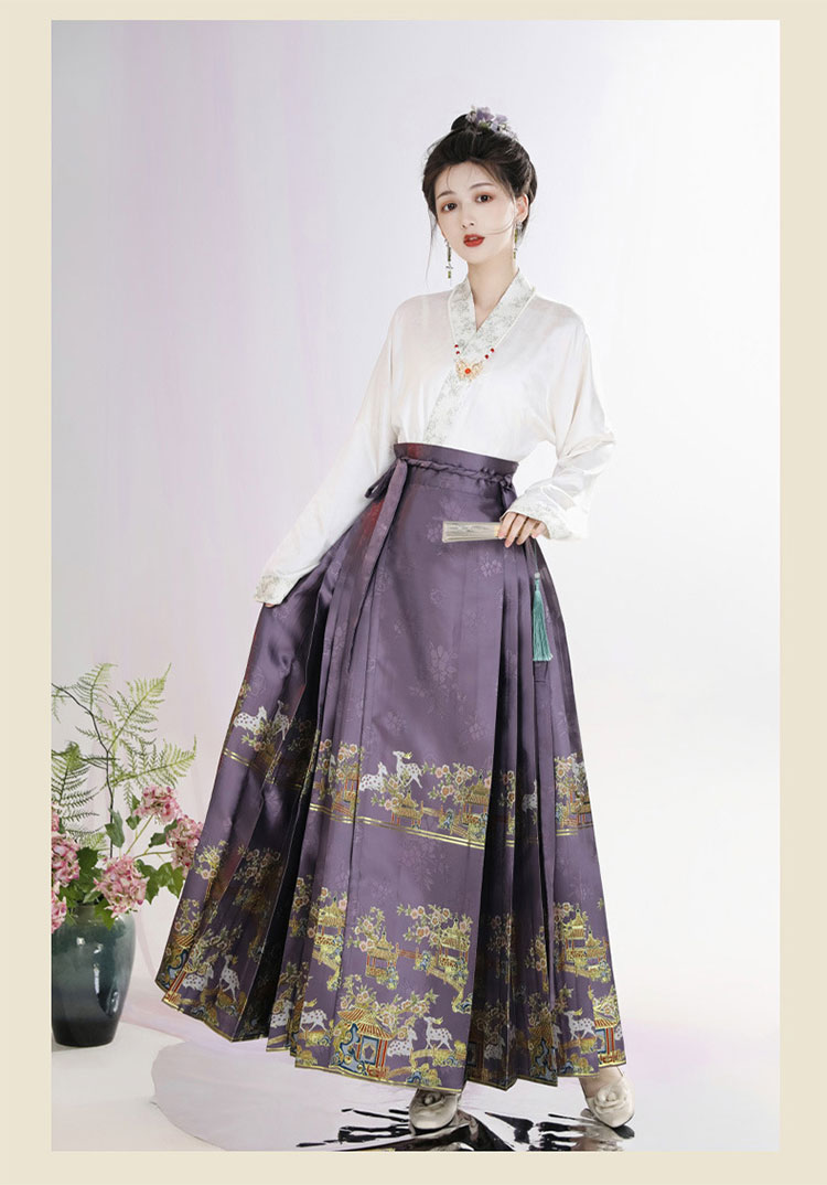 中華 漢服 馬面裙 中華風 スカート 2点 セット-10