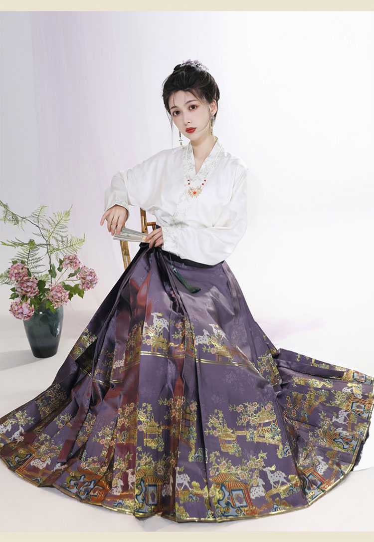 中華 漢服 馬面裙 中華風 スカート 2点 セット-13