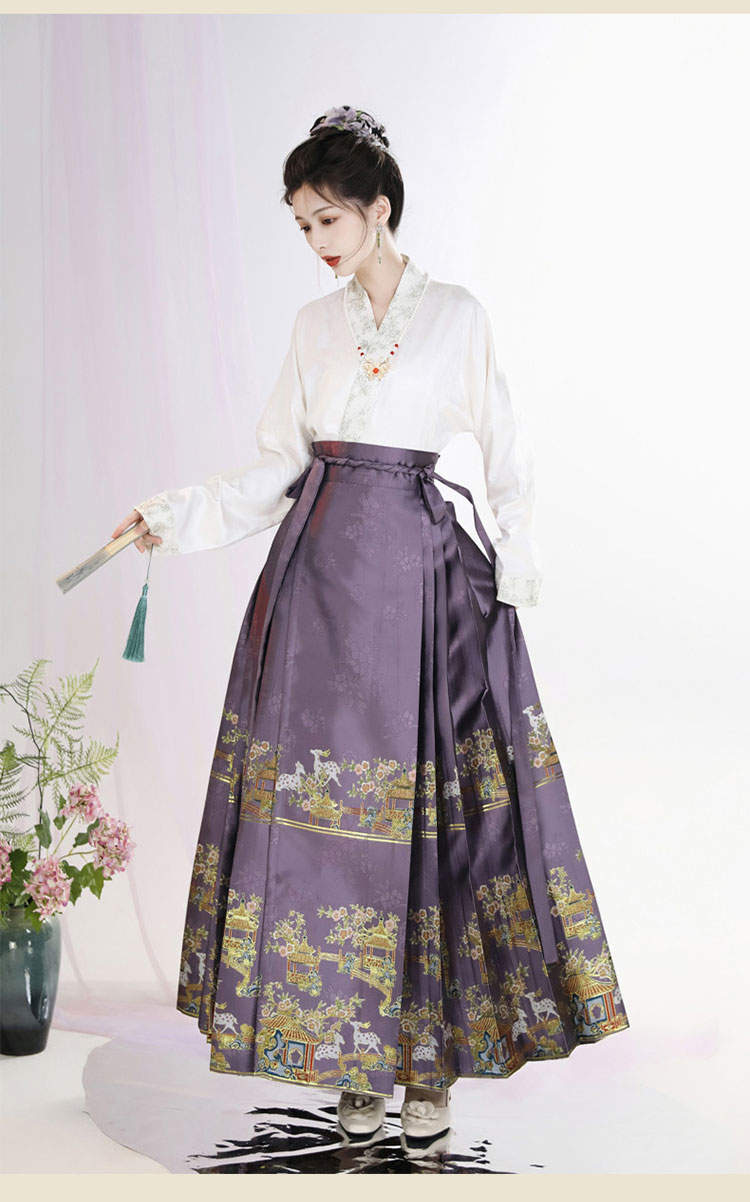 中華 漢服 馬面裙 中華風 スカート 2点 セット-9
