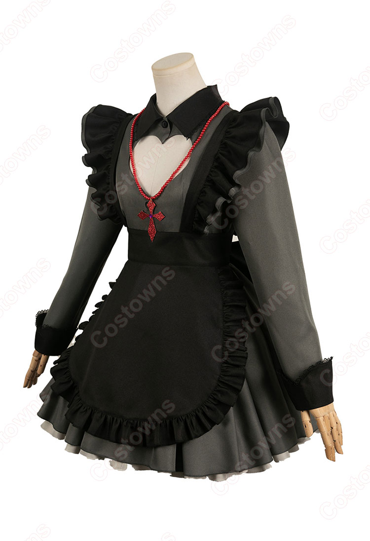 【推しの子】 星野ルビー 吸血鬼 コスプレ衣装 ハロウィン 真っ黒衣装 メイド服-3