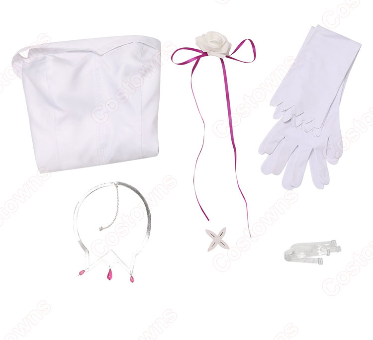 Re:ゼロから始める異世界生活 エミリア コスプレ衣装 白いワンピース-8