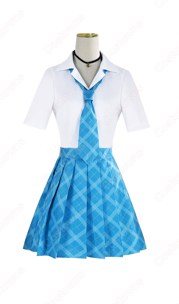 新品】新栄 スカート ネクタイセット 高校 青チェック 騒々しい コスプレ 制服 JK