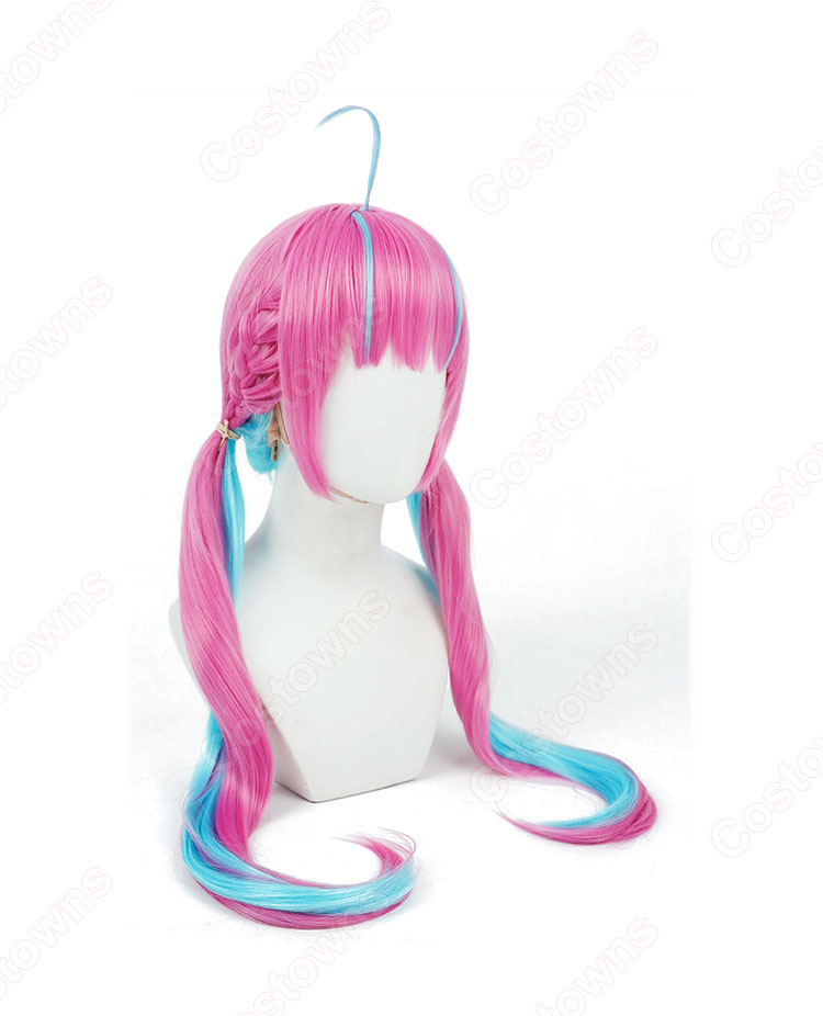 VTuber ホロライブ 湊あくあ ビジュアルメンテナンス コスプレウィッグ-3