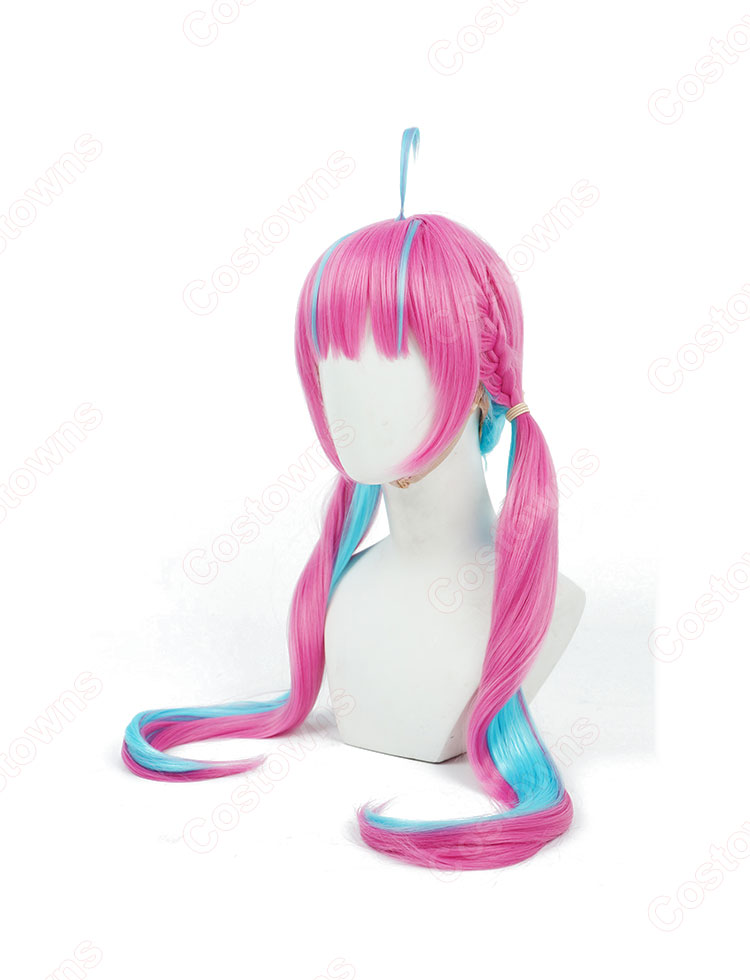 VTuber ホロライブ 湊あくあ ビジュアルメンテナンス コスプレウィッグ-4