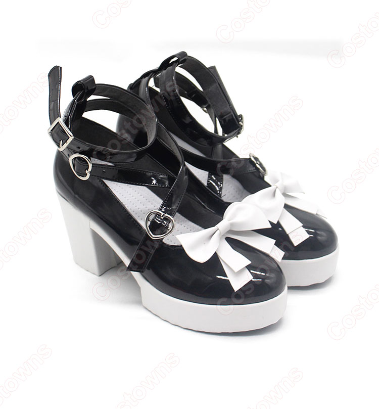 VTuber ホロライブ 湊あくあ ピンクメイド コスプレ靴-3