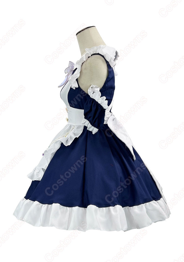 可愛い メイド服 コスプレ ハート型の胸空き セクシー 衣装セット-3