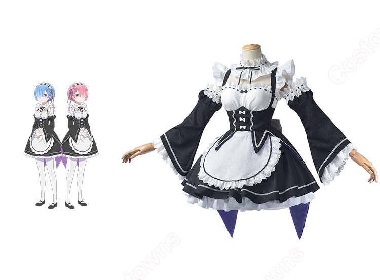 Re:ゼロから始める異世界生活 レム ラム コスプレ衣装 メイド服