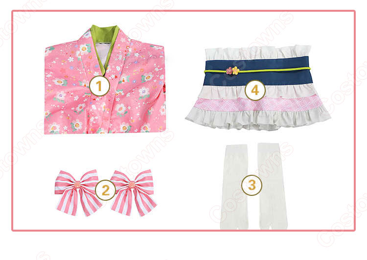 鬼滅の刃:ナンジャタウンコラボ 甘露寺蜜璃 街着姿 コスプレ衣装-11