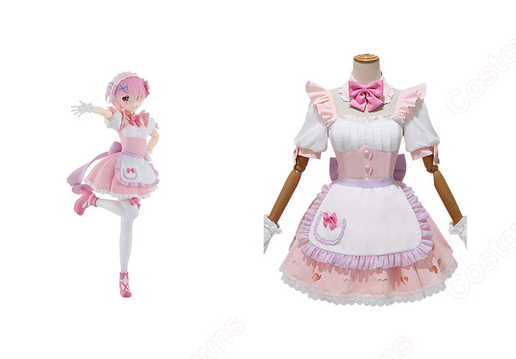 Re:ゼロから始める異世界生活 夢かわメイド ラム コスプレ衣装-1