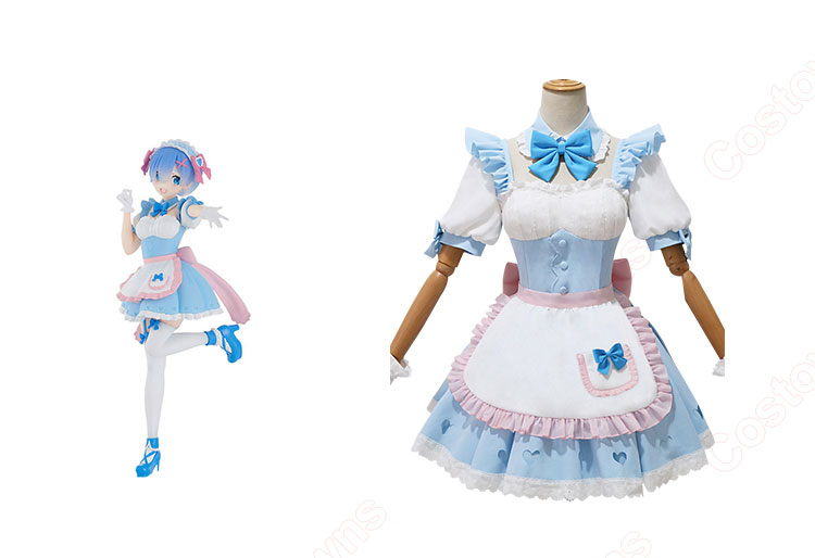Re:ゼロから始める異世界生活 夢かわメイド レム コスプレ衣装-1