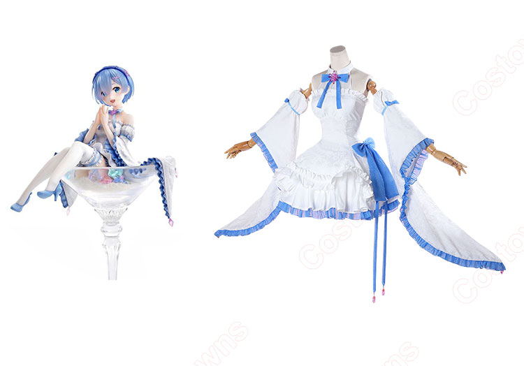 Re:ゼロから始める異世界生活 レム グラスエディション コスプレ衣装 オフショルダードレス-1