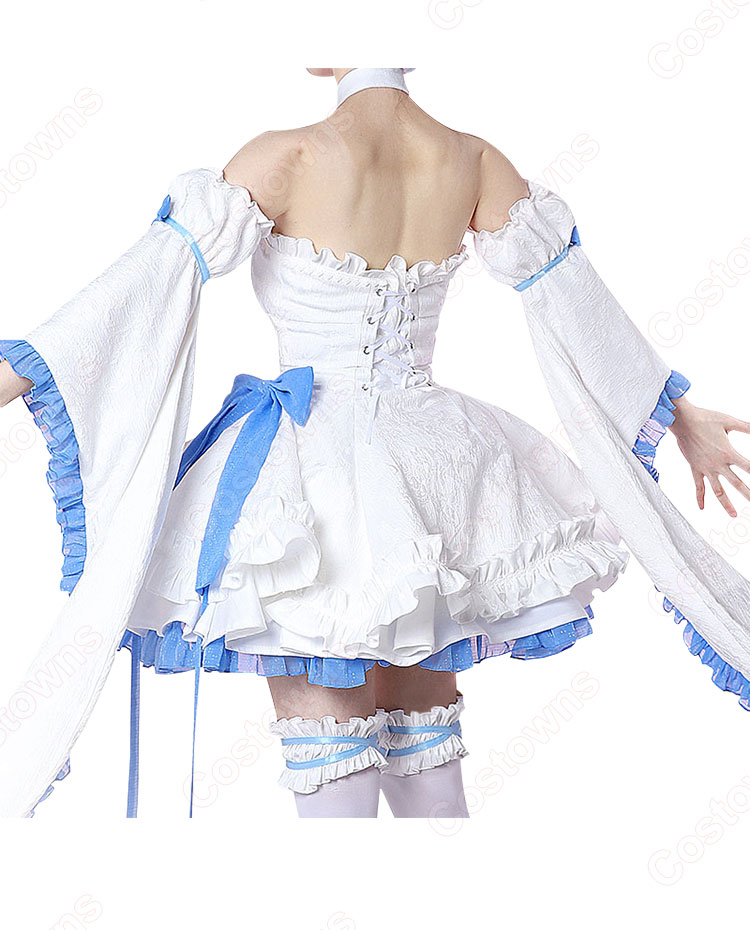 Re:ゼロから始める異世界生活 レム グラスエディション コスプレ衣装 オフショルダードレス-3