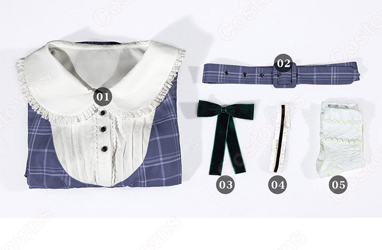 BanG Dream! Ave Mujica 若葉睦 コスプレ衣装 チェック柄ワンピース-7