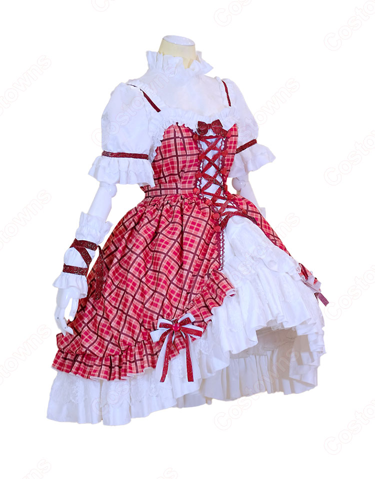 しゅごキャラ! 日奈森あむ コスプレ衣装 チェック柄ケーキドレス-3