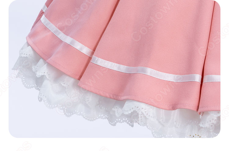 カードキャプターさくら 木之本桜 コスプレ衣装 白×ピンク バトルコスチューム-7