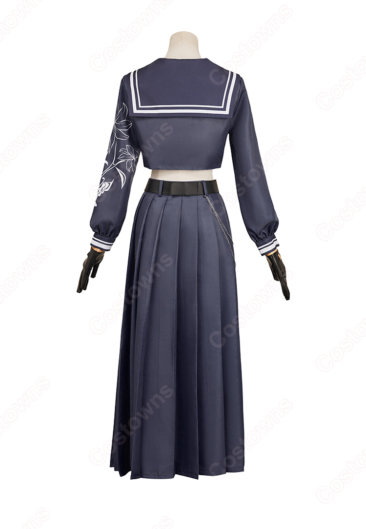 ファイナルファンタジーVII エバークライシス エアリス・ゲインズブール エバクラ学園セブン 七高総長服 コスプレ衣装-5