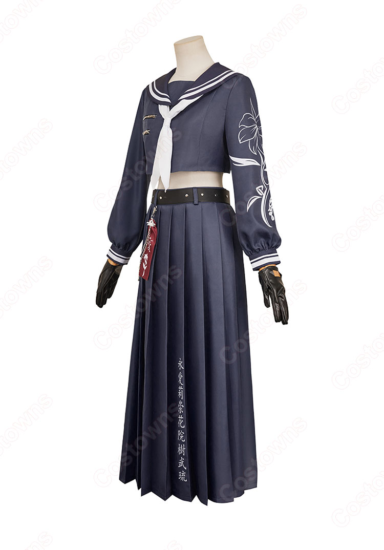 ファイナルファンタジーVII エバークライシス エアリス・ゲインズブール エバクラ学園セブン 七高総長服 コスプレ衣装-4