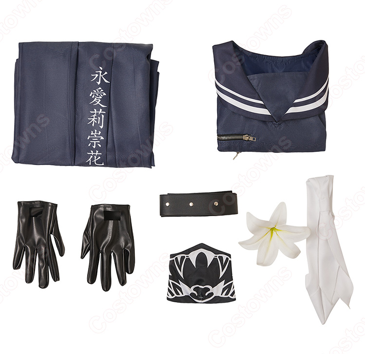 ファイナルファンタジーVII エバークライシス エアリス・ゲインズブール エバクラ学園セブン 七高総長服 コスプレ衣装-15