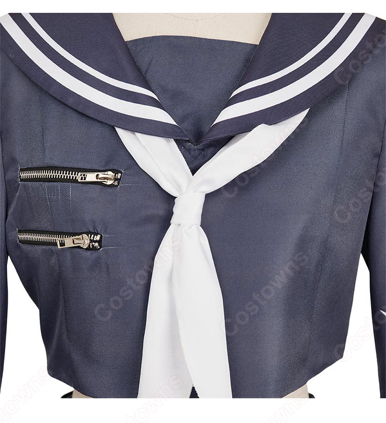 ファイナルファンタジーVII エバークライシス エアリス・ゲインズブール エバクラ学園セブン 七高総長服 コスプレ衣装-6