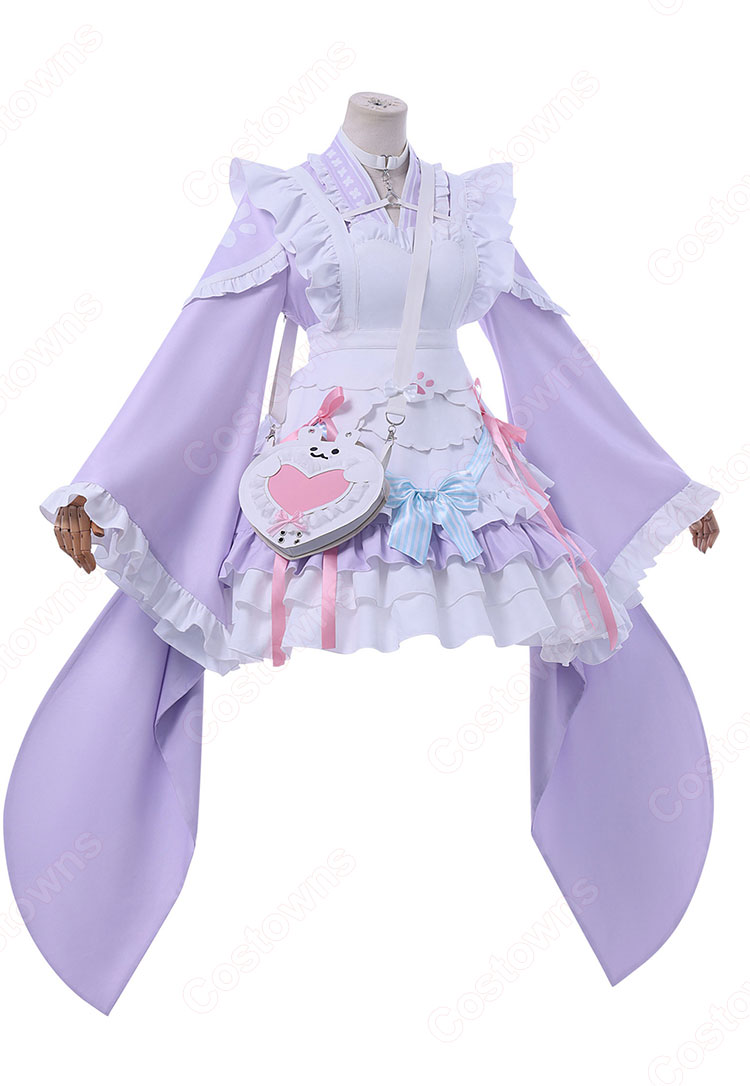 VTuber 結城さくな 和風メイド 新衣装 コスプレ衣装-3
