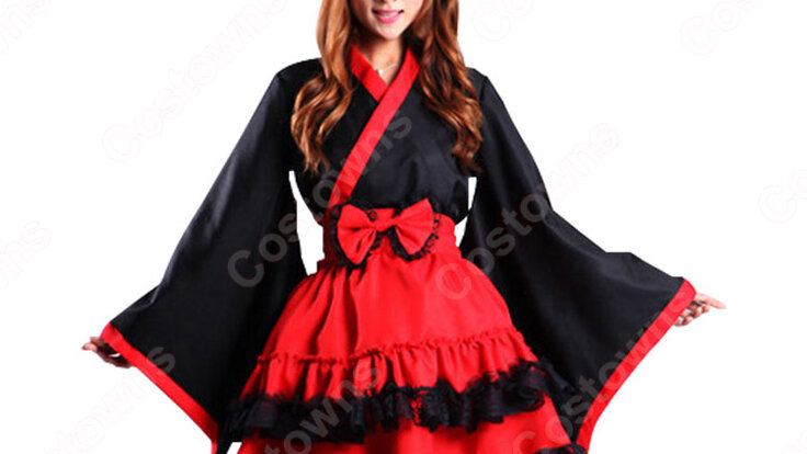 和風ワンピース コスプレ衣装 ロリータ風スカート 夏祭り浴衣 ミニ着物 和服 Costowns