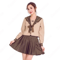制服 コスプレ衣装 文化祭 体育祭 日本高校制服 ユニフォーム 茶色 セーラー服(202×202)