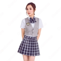 高校制服 コスプレ衣装 文化祭 体育祭 日本韓国高校制服 ユニフォーム チェック柄(202×202)