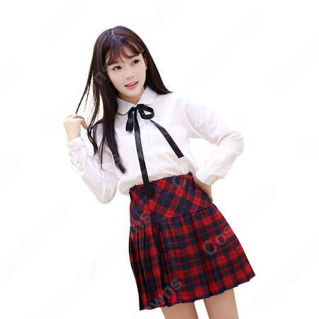 学園制服 コスプレ衣装 文化祭 体育祭 日本韓国高校制服 チェック柄スカート ユニフォーム コスチューム Costowns