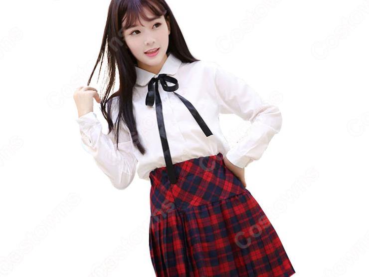 学園制服 コスプレ衣装 文化祭 体育祭 日本韓国高校制服 チェック柄スカート ユニフォーム コスチューム | Costowns