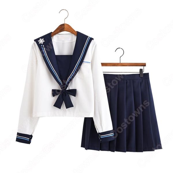 学園制服 コスプレ衣装 文化祭 体育祭 ユニフォーム コスチューム セーラー服 長めのスカート元の画像
