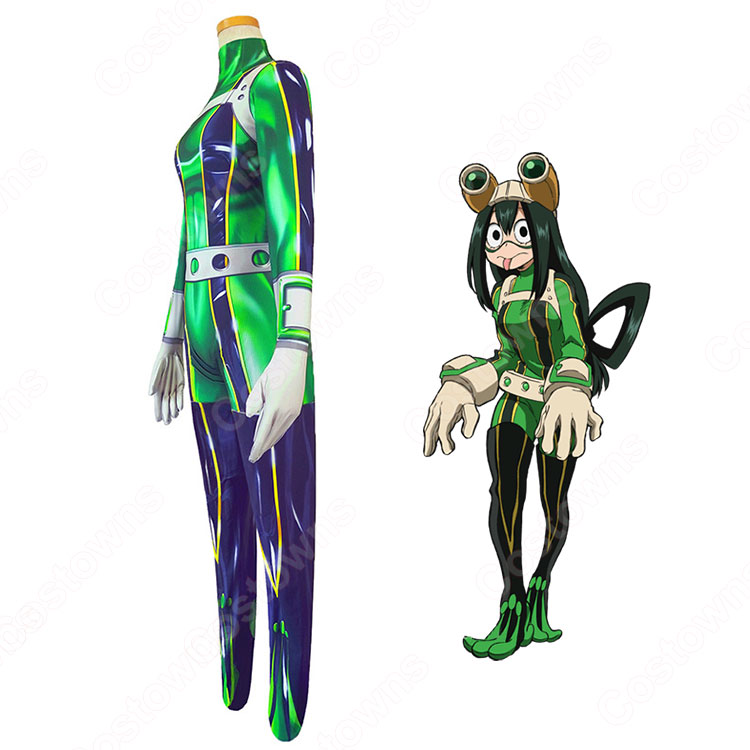 僕のヒーローアカデミア 蛙吹 梅雨（あすい つゆ） / FROPPY（フロッピー）　ヒーロー装備　ウィッグ付き コスプレ道具 撮影 ae7f31dc3ca741348b532384330cd0