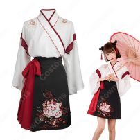 漢服 コスプレ衣装 中国伝統衣装 古風 可愛い ハロウィン 学園祭 おしゃれコス服 猫刺繍 合わせえり 日常ミニスカート(漢服、中国時代劇、古装)