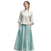 漢服 コスプレ衣装 中国伝統衣装 古風 民国風 可愛い 中国時代劇 学園祭 パーティー お花見 おしゃれコス服 花柄刺繍付き 学生服 チャイナ服(漢服、中国時代劇、古装)