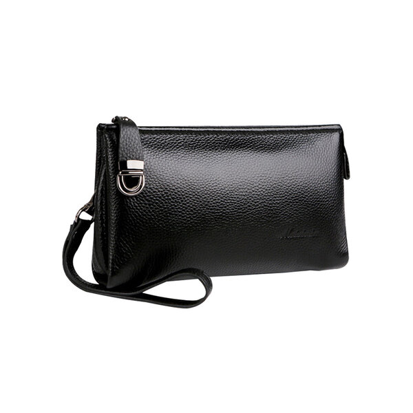 Whatna 牛革 ミニセカンドバッグ メンズ バッグ 12枚カード収納 盗難防止 本革小さめ クラッチバッグ 長財布 革 手持ちバッグ メンズ ポーチ 男性用 紳士用 結婚式 バッグ冠婚葬祭 黒 ブラウン 18 Costowns