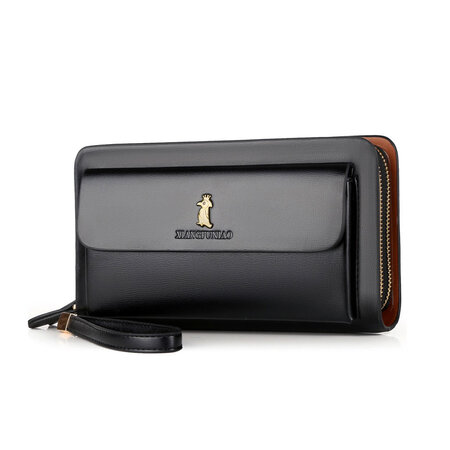 Whatna ミニセカンドバッグ メンズ バッグ 14枚カード収納 小さめ クラッチバッグ 長財布 革 手持ちバッグ メンズ ポーチ 男性用 紳士用 結婚式 冠婚葬祭 黒 ブラウン 18 Costowns