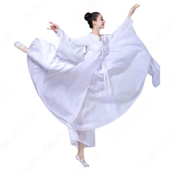 漢服 コスプレ衣装 中華風 古典ダンス衣装 赤白二色 学園祭 おしゃれコス服 学園祭文化祭 演出服 ダンスウェア 古典楽器吹奏衣装元の画像