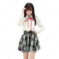 学園制服 コスプレ衣装 文化祭 体育祭 ユニフォーム コスチューム 欧米日本韓国風学校制服 日常着 チェック柄スカートパンツ 日常服(202×202)
