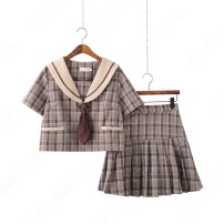 学園制服 コスプレ衣装 文化祭 体育祭 ユニフォーム コスチューム 水兵服 レトロ チェック柄セーラー服(202×202)