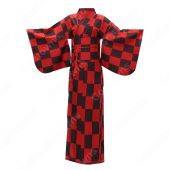 女性浴衣 和服 着物 日本伝統服 舞台衣装 コスプレ衣装 コスチューム 写真撮影 演出服 チェック柄 市松文様柄(仮装コスプレ衣装でおすすめの商品)