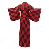 女性浴衣 和服 着物 日本伝統服 舞台衣装 コスプレ衣装 コスチューム 写真撮影 演出服 チェック柄 市松文様柄(和服・浴衣)