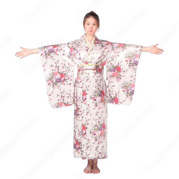 女性浴衣 和服 着物 日本伝統服 舞台衣装 コスプレ衣装 コスチューム 写真撮影 演出服 花柄元の画像