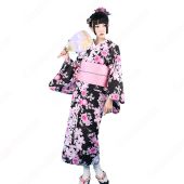 女性浴衣 和服 着物 日本伝統服 舞台衣装 コスプレ衣装 コスチューム 写真撮影 演出服 桜柄 COT-A00557(仮装コスプレ衣装でおすすめの商品)