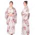 女性浴衣 和服 着物 日本伝統服 舞台衣装 コスプレ衣装 コスチューム 写真撮影 演出服 花柄 ホワイト