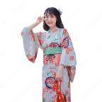女性浴衣 和服 着物 日本伝統服 舞台衣装 コスプレ衣装 コスチューム 写真撮影 演出服 傘柄 花柄