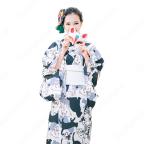 女性浴衣 和服 着物 日本伝統服 舞台衣装 コスプレ衣装 コスチューム 写真撮影 演出服 猫柄
