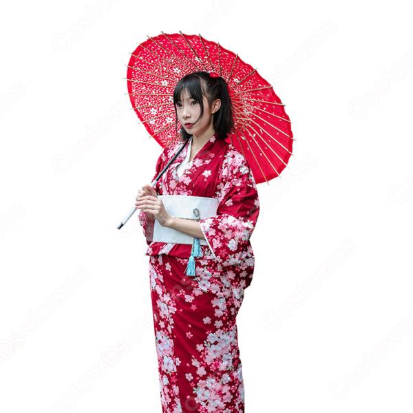 女性浴衣 和服 着物 日本伝統服 舞台衣装 コスプレ衣装 コスチューム 写真撮影 演出服 桜柄 COT-A00563元の画像