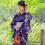 女性浴衣 和服 着物 日本伝統服 舞台衣装 コスプレ衣装 コスチューム 写真撮影 演出服 紺色 花柄 和服・浴衣 3