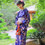 女性浴衣 和服 着物 日本伝統服 舞台衣装 コスプレ衣装 コスチューム 写真撮影 演出服 紺色 花柄 和服・浴衣 1