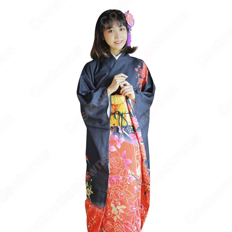 浴衣　日本舞踊　振袖タイプ　舞台衣装 踊り 着物 裾引き振袖 御守殿 仕立上がり日本舞踊、歌謡舞踊の